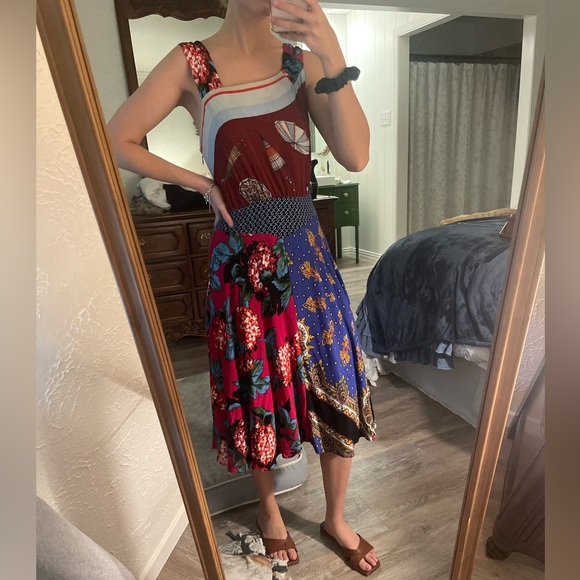 ANTHROPOLOGIE Moulinette Soeurs Size US 2 Asymmetrical Mixed Print Dress - Picture 4 of 8